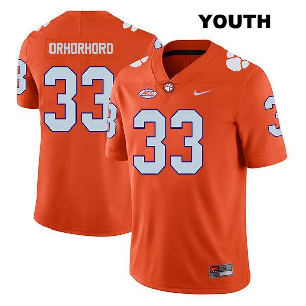 Youth Clemson Tigers #33 Ruke Orhorhoro Stitched Orange Legend Authentic Nike NCAA College Football Jersey JXU4346AT